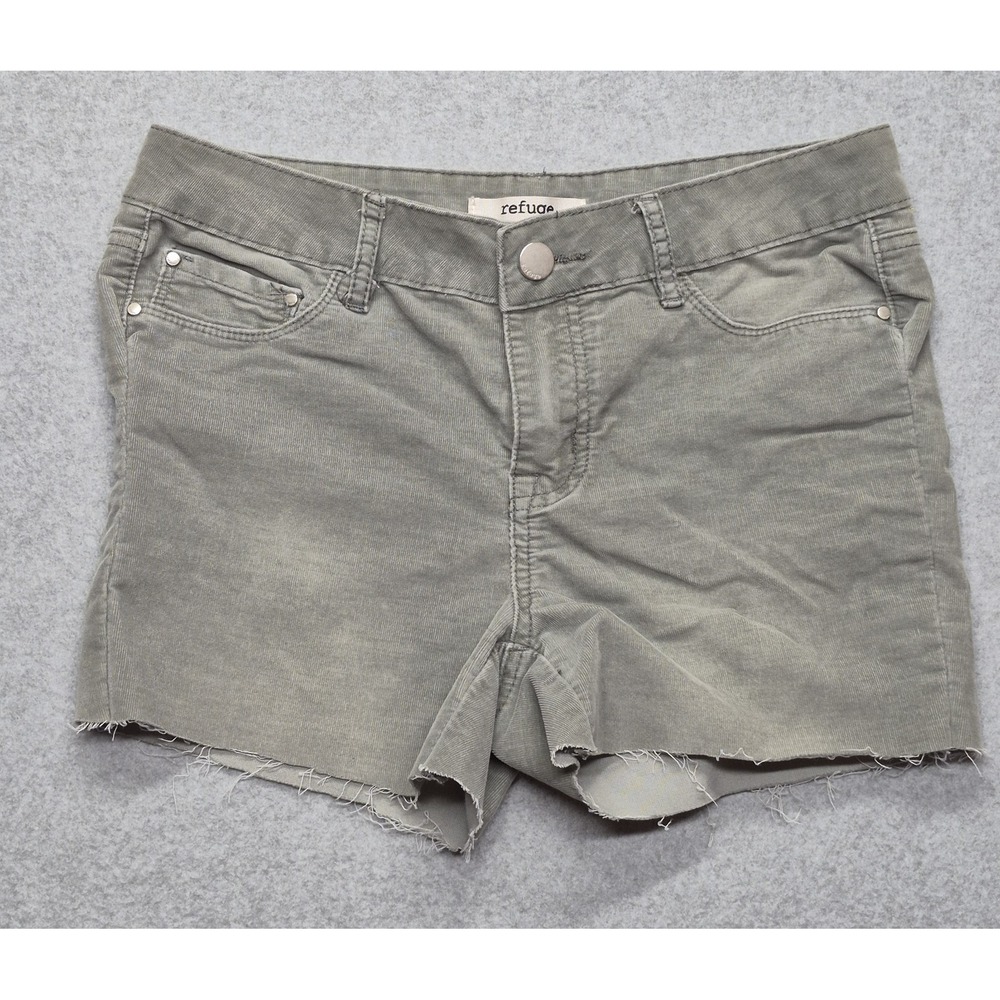 Refuge Short Womens 6 Olive Green Stretch Denim Cut Off Raw Hem Summer